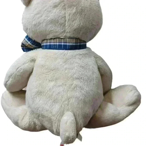 Ganz Teddy Bear Kelsey H12268  Plaid Ribbon Cream Color Plush 14" - Picture 3 of 6